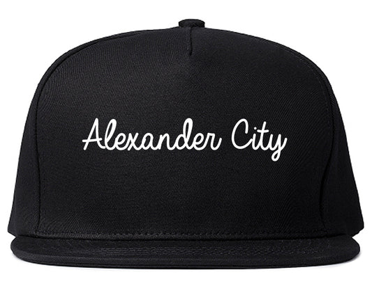 Alexander City Alabama AL Script Mens Snapback Hat Black