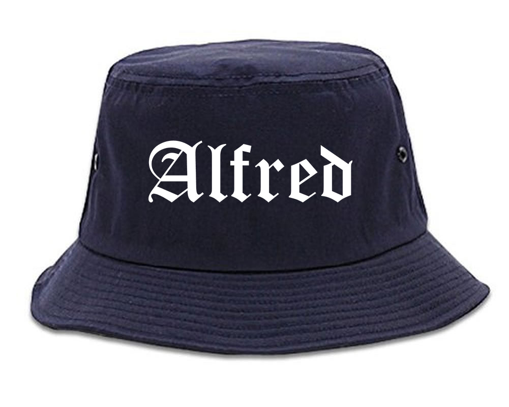 Alfred New York NY Old English Mens Bucket Hat Navy Blue