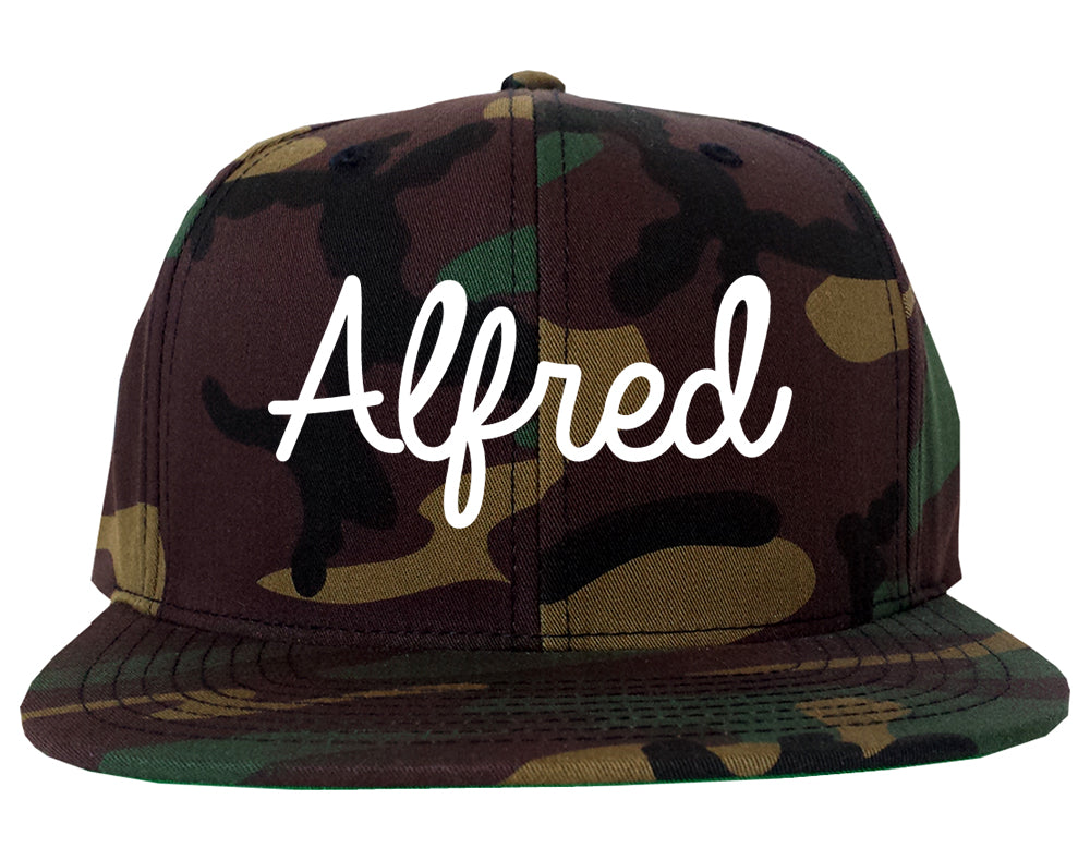 Alfred New York NY Script Mens Snapback Hat Army Camo
