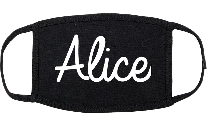 Alice Texas TX Script Cotton Face Mask Black