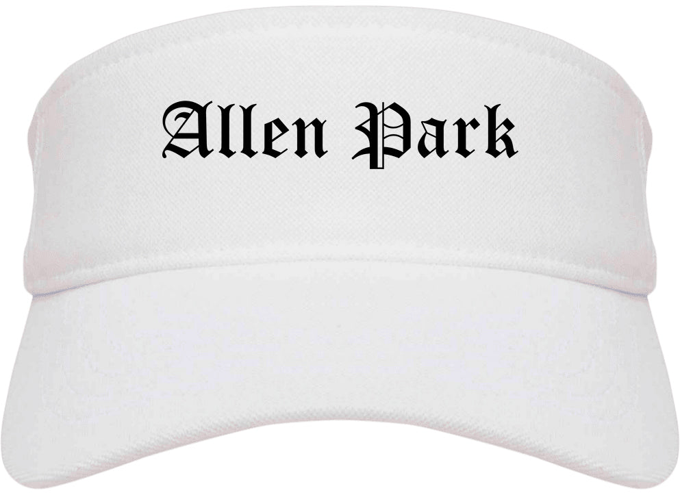 Allen Park Michigan MI Old English Mens Visor Cap Hat White