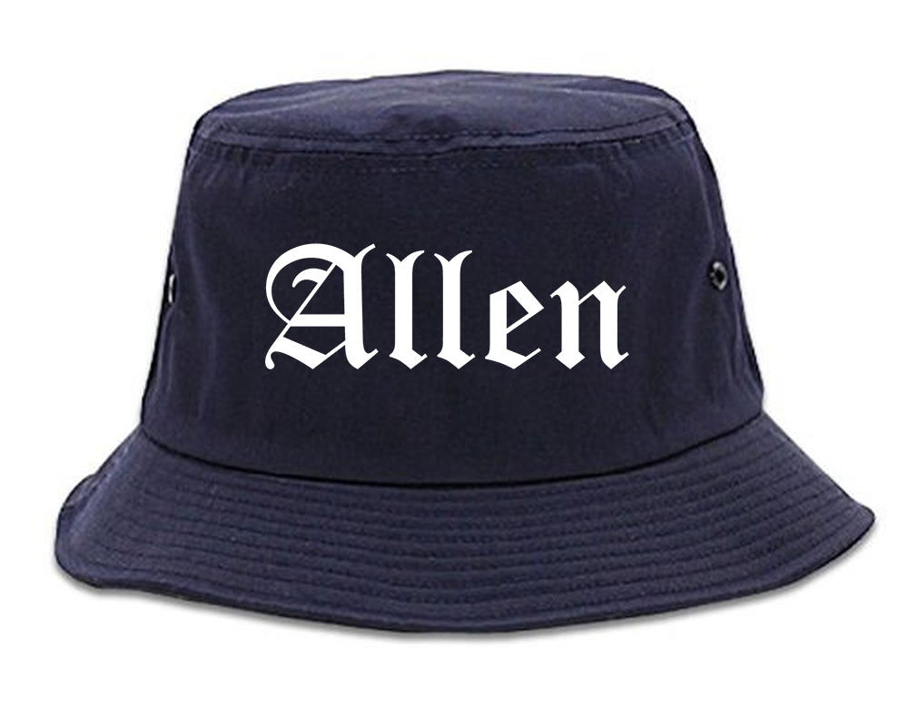 Allen Texas TX Old English Mens Bucket Hat Navy Blue