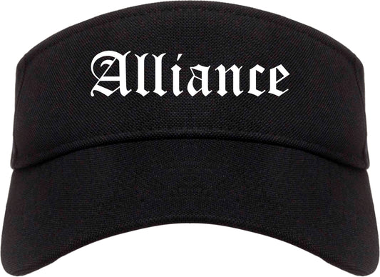 Alliance Nebraska NE Old English Mens Visor Cap Hat Black
