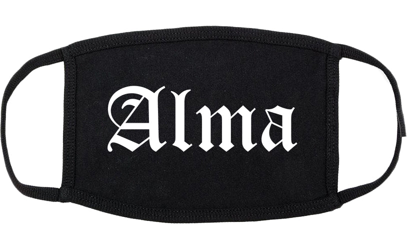 Alma Arkansas AR Old English Cotton Face Mask Black