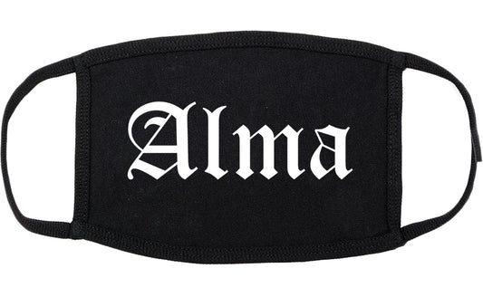 Alma Arkansas AR Old English Cotton Face Mask Black
