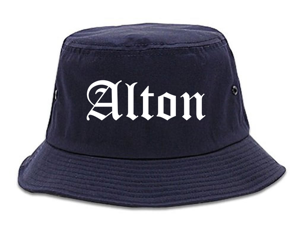 Alton Texas TX Old English Mens Bucket Hat Navy Blue
