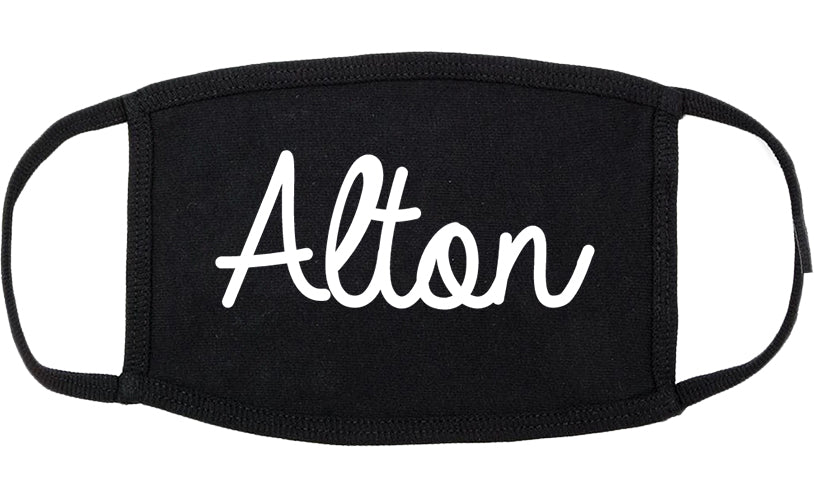 Alton Texas TX Script Cotton Face Mask Black