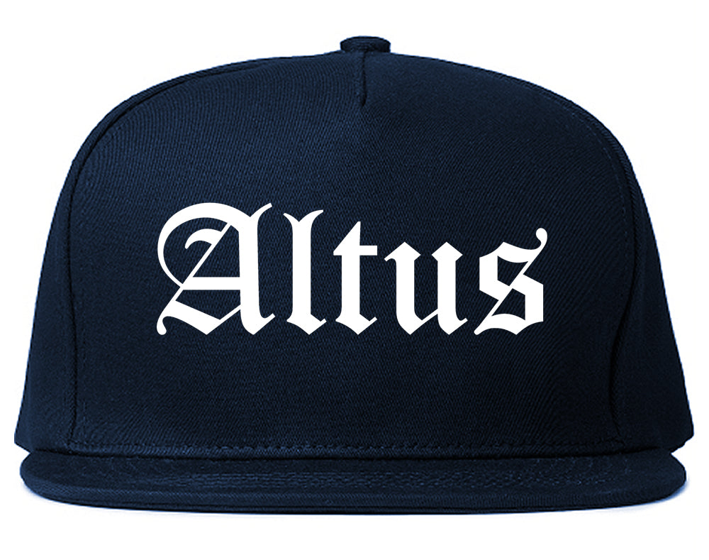 Altus Oklahoma OK Old English Mens Snapback Hat Navy Blue