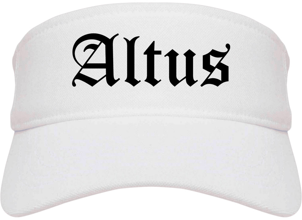Altus Oklahoma OK Old English Mens Visor Cap Hat White