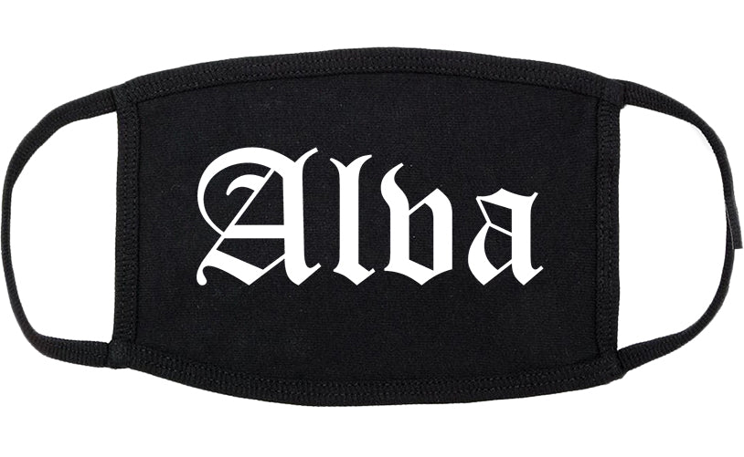 Alva Oklahoma OK Old English Cotton Face Mask Black