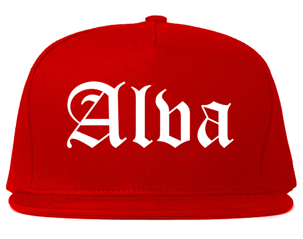 Alva Oklahoma OK Old English Mens Snapback Hat Red