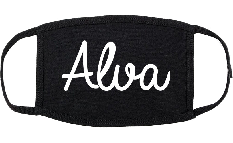 Alva Oklahoma OK Script Cotton Face Mask Black