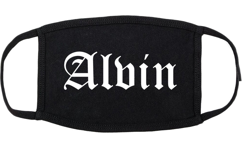 Alvin Texas TX Old English Cotton Face Mask Black