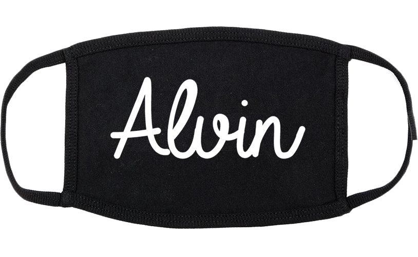 Alvin Texas TX Script Cotton Face Mask Black