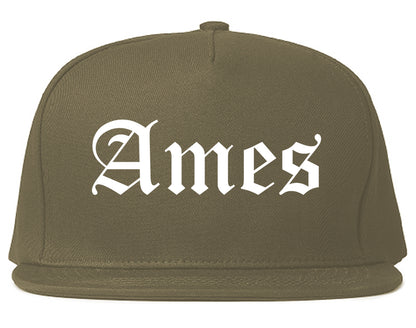 Ames Iowa IA Old English Mens Snapback Hat Grey