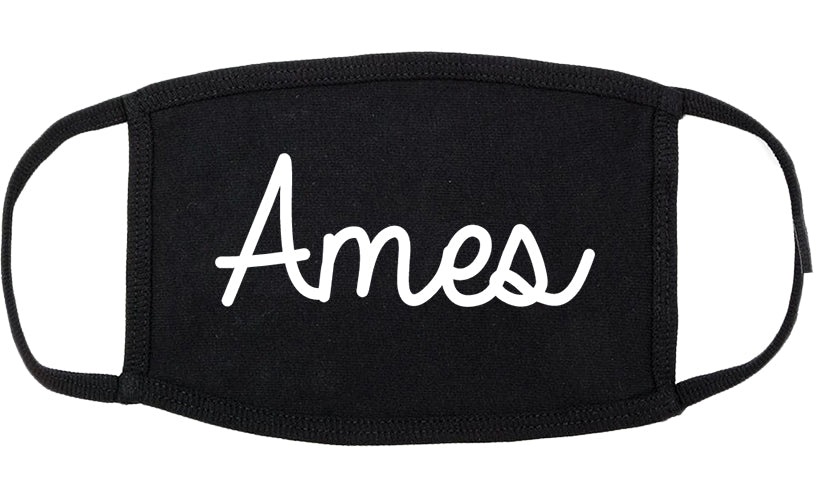 Ames Iowa IA Script Cotton Face Mask Black