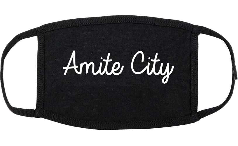 Amite City Louisiana LA Script Cotton Face Mask Black