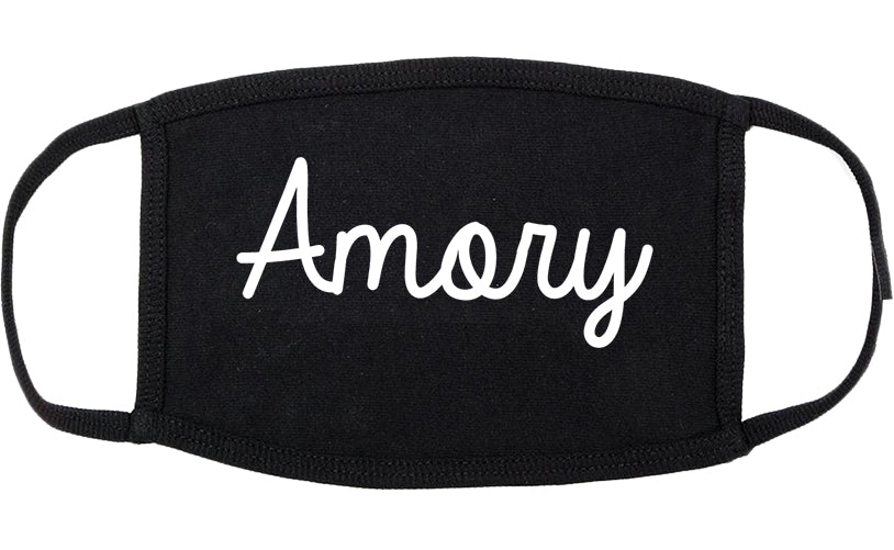 Amory Mississippi MS Script Cotton Face Mask Black