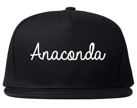 Anaconda Montana MT Script Mens Snapback Hat Black