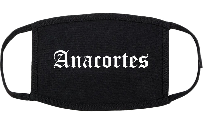 Anacortes Washington WA Old English Cotton Face Mask Black