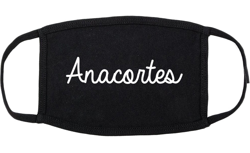 Anacortes Washington WA Script Cotton Face Mask Black