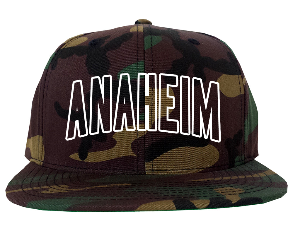 Anaheim California Outline Mens Snapback Hat Camo