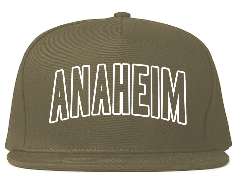 Anaheim California Outline Mens Snapback Hat Grey