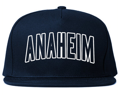 Anaheim California Outline Mens Snapback Hat Navy Blue