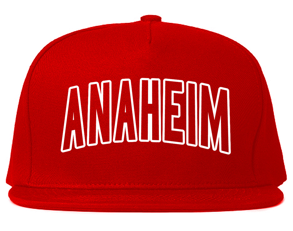 Anaheim California Outline Mens Snapback Hat Red