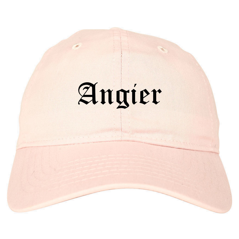 Angier North Carolina NC Old English Mens Dad Hat Baseball Cap Pink