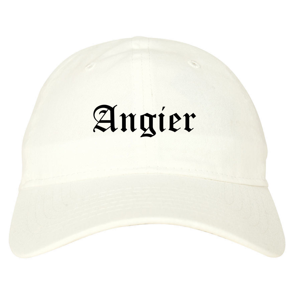 Angier North Carolina NC Old English Mens Dad Hat Baseball Cap White