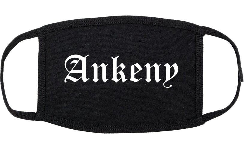 Ankeny Iowa IA Old English Cotton Face Mask Black
