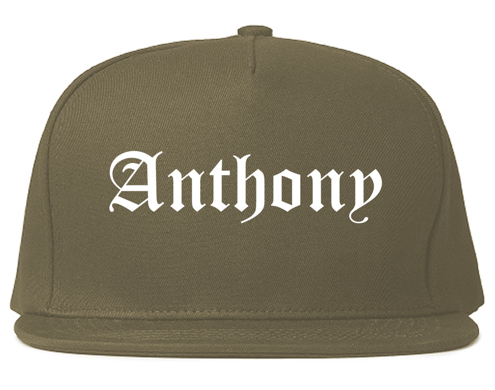 Anthony Texas TX Old English Mens Snapback Hat Grey