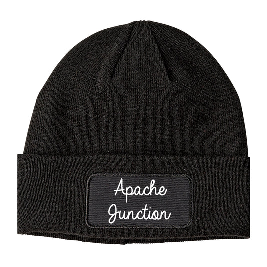 Apache Junction Arizona AZ Script Mens Knit Beanie Hat Cap Black