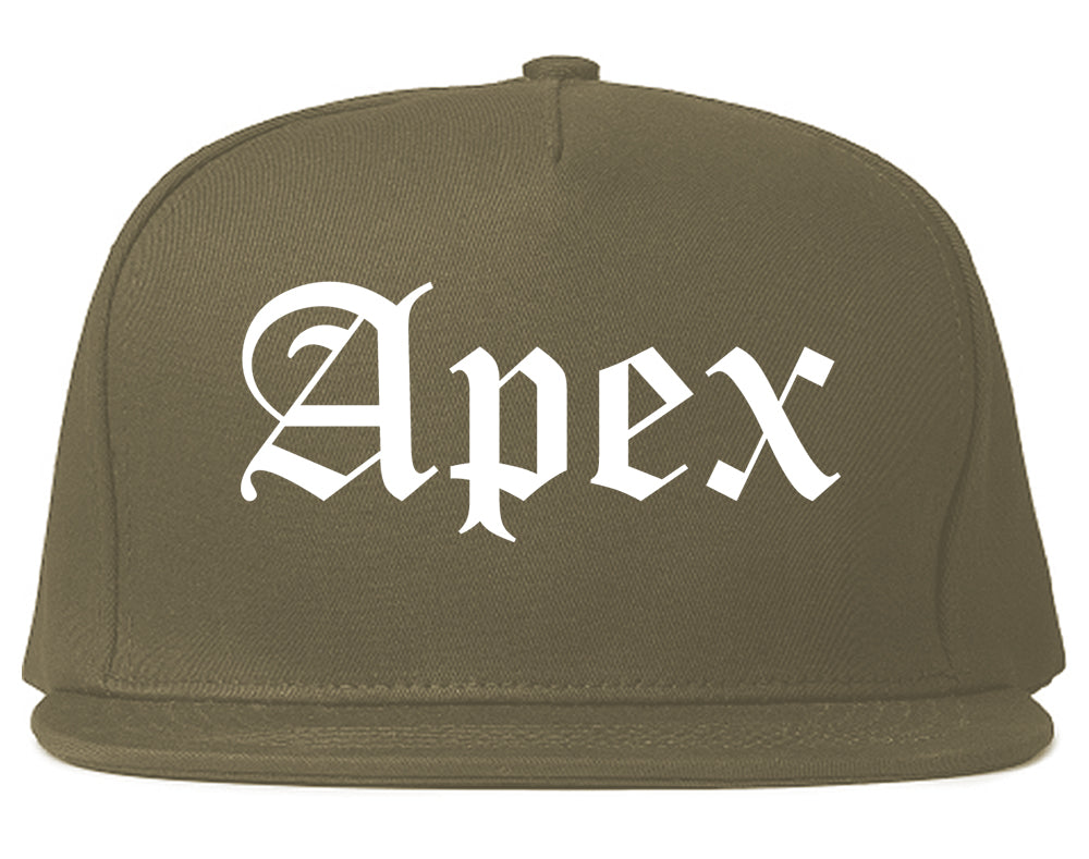 Apex North Carolina NC Old English Mens Snapback Hat Grey