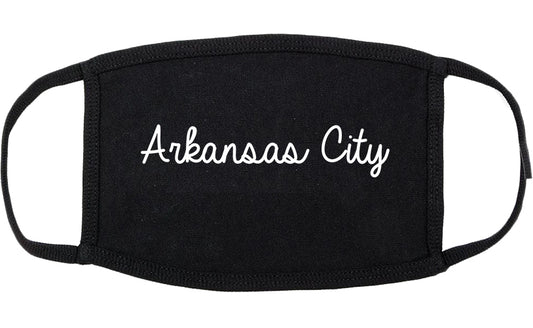 Arkansas City Kansas KS Script Cotton Face Mask Black