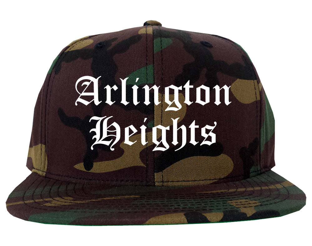 Arlington Heights Illinois IL Old English Mens Snapback Hat Army Camo
