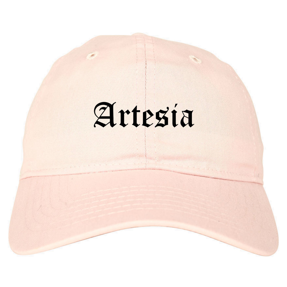Artesia California CA Old English Mens Dad Hat Baseball Cap Pink