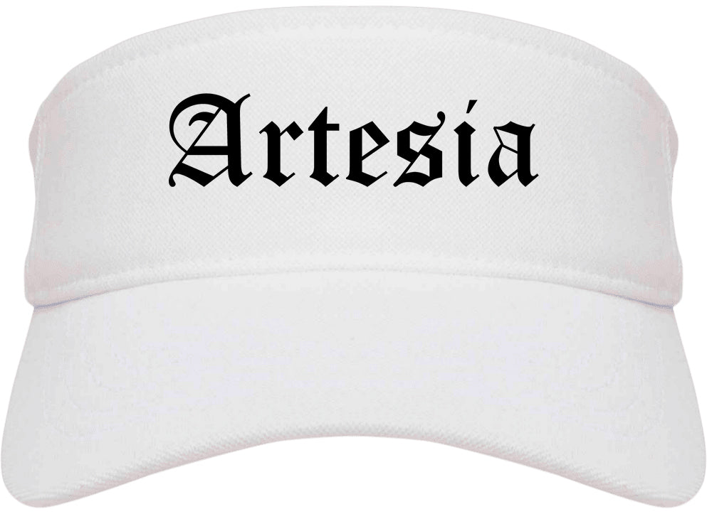 Artesia California CA Old English Mens Visor Cap Hat White