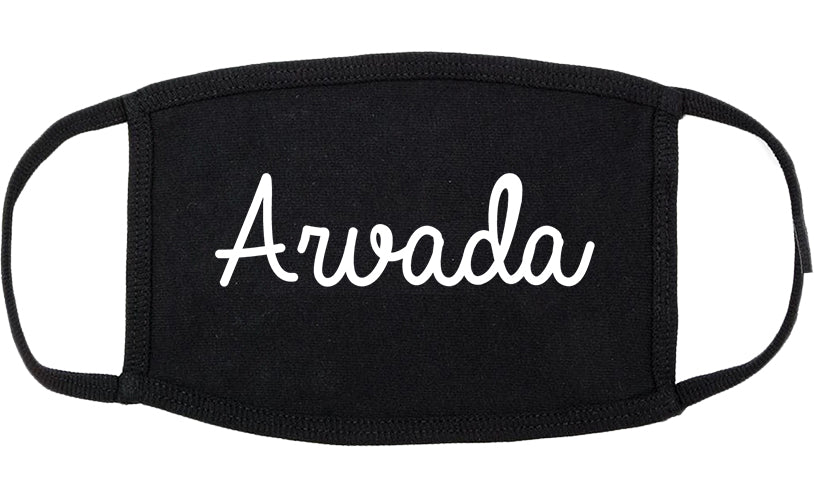 Arvada Colorado CO Script Cotton Face Mask Black