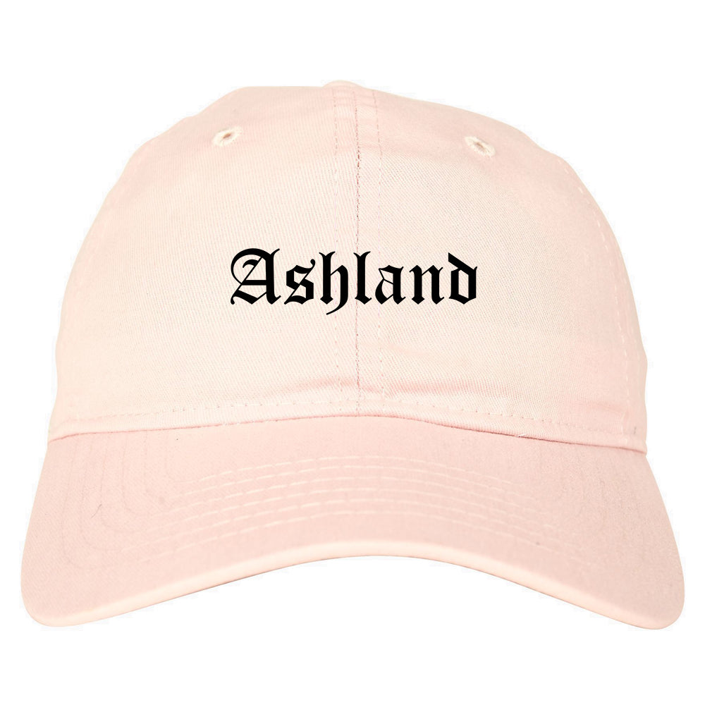 Ashland Kentucky KY Old English Mens Dad Hat Baseball Cap Pink