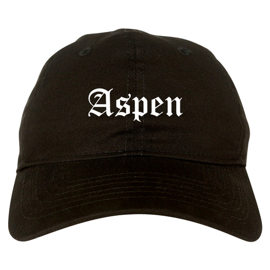 Aspen Colorado CO Old English Mens Dad Hat Baseball Cap Black