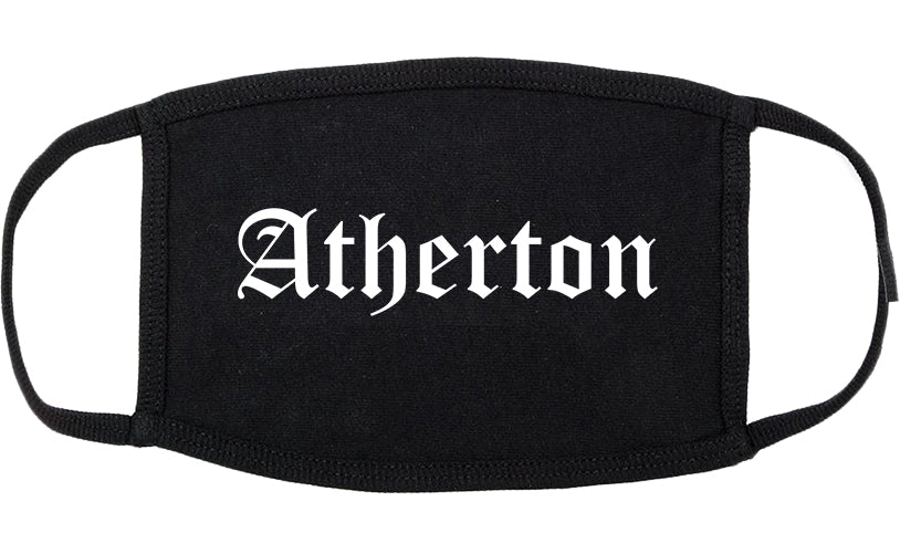 Atherton California CA Old English Cotton Face Mask Black