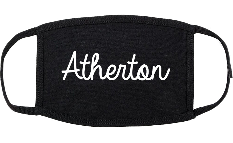 Atherton California CA Script Cotton Face Mask Black