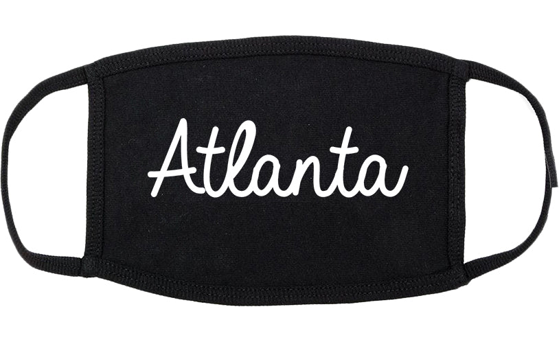 Atlanta Texas TX Script Cotton Face Mask Black