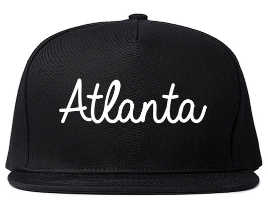 Atlanta Texas TX Script Mens Snapback Hat Black