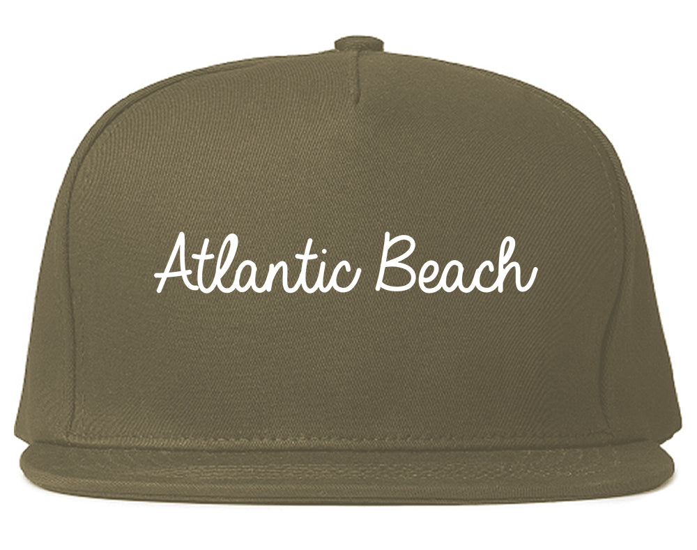 Atlantic Beach Florida FL Script Mens Snapback Hat Grey