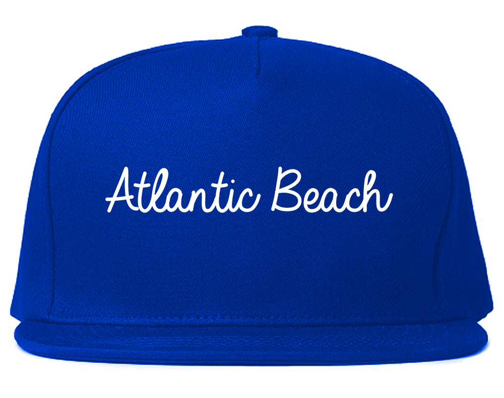 Atlantic Beach Florida FL Script Mens Snapback Hat Royal Blue