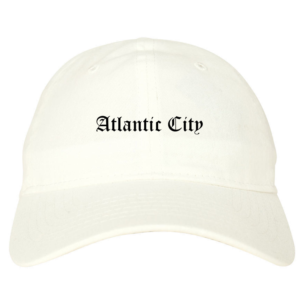 Atlantic City New Jersey NJ Old English Mens Dad Hat Baseball Cap White