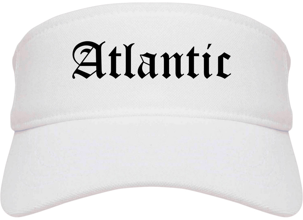 Atlantic Iowa IA Old English Mens Visor Cap Hat White